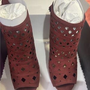 Elegant Burgundy Peep-Toe Heels